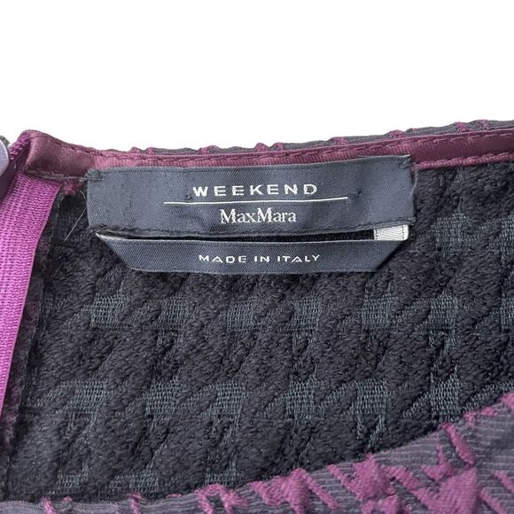 Max Mara Weekend Purple Black Houndstooth Knee Length Midi Dress Size Medium - Picture 6 of 6
